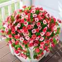 INQCMY Artificial Flowers for Outdoor Spring Summer Decoration Faux Silk Morning Glory Fake Hanging Flowers UV Resistant Look Real for Home Porch (Hot Pink-2B)