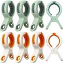 8 Pack Beach Towel Clips for Chairs, Cruise, Pool - Large Plastic Clothespins in White, Green