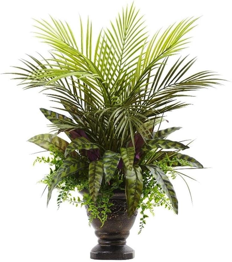 Nearly Natural 27in. Mixed Areca Palm, Fern & Peacock with Planter