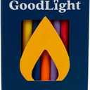 GoodLight Paraffin-Free Multi-Colored Jewish Chanukah Taper Candles, Vegan Palm Wax Hanukkah Blue and White Candlesticks, 45-Minute Burn Time, 45 Unscented Menorah Candles