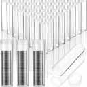 50 Pcs Quarter Tubes for Coins 5 x 1 Inch Clear Plastic Quarter Storage Tubes with Screw Lid Containers for Coins Collection Supplies