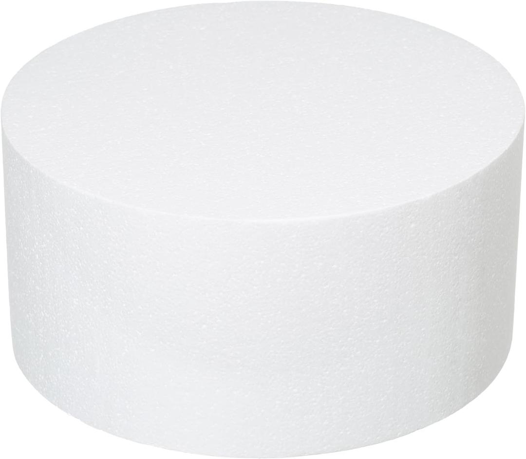 Crafare Round Foam Cake Dummies 12x6 Inch Polystyrene Circle Dummy Cake Set for Wedding Birthday Cakes Crafting Modeling Art Project Displays