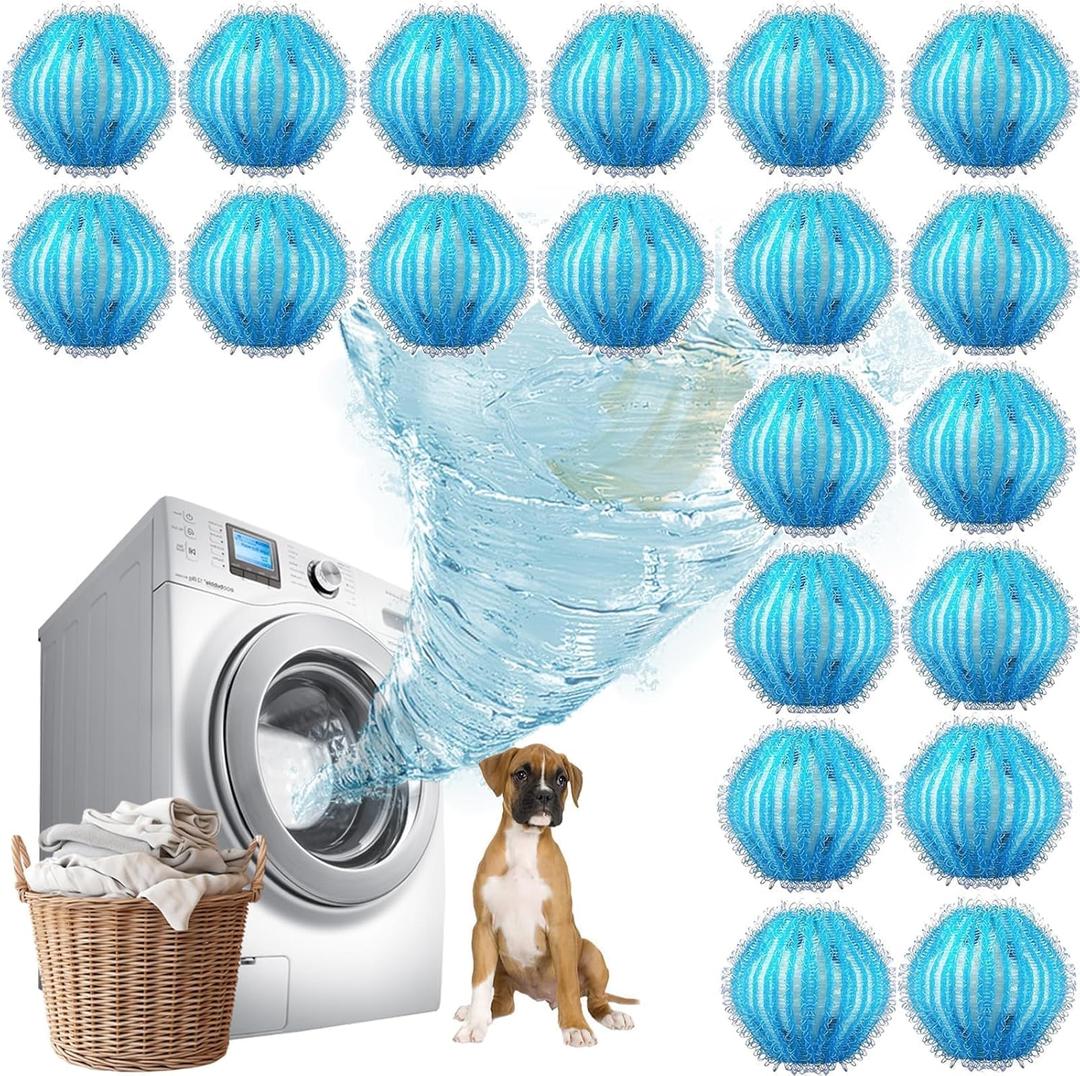 20PCS Pet Hair Remover for Laundry, Reusable Lint Catcher for Washing Machine, Effective Cat Dog Laundry Pet Hair Catcher for Clothes, Sheets, Towels, Fleece Blankets, They Dont Damage Fabric (Blue)