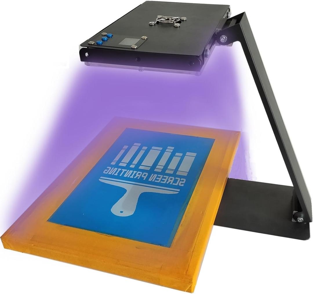 ANGOO LED Exposure Unit for Screen Printing - Foldable Design, 1-999s Adjustable Exposure Time for Screen Printing Plate Making and Cyanotypes (50W)