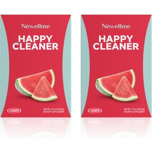 NEWELLME Happy Cleaner Digestive Supplement Powder, Gut Health Drink Mix with Probiotics, Digestive Enzymes & Fiber, Supports Digestion and Bloating, Watermelon Flavor, 28 Sachets (2 Boxes)
