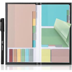 Mr. Pen- Transparent Sticky Notes Set, 410 Pack, Transparent Sticky Notes Tabs with Black Fineliner Pen for Bible Study, Office, School, Planning, Journaling & Organization, Morandi