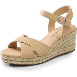 DREAM PAIRS Espadrille Dressy Wedge Sandals, Women's Platform Sandals Casual Summer, Comfortable High Heeled Wedges with Adjustable Buckle, 8