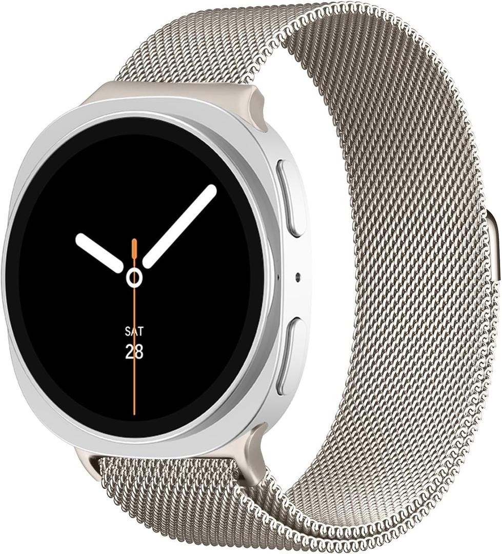 Milanese Loop Metal Band for Samsung Galaxy Watch 8 Band 40mm 44mm/8 Classic 46mm Women Men,Mesh Magnetic Stainless Steel Strap for Samsung Galaxy Watch 8 Bands 44 mm 40 mm/8 Classic 46 mm Correa (Starlight)