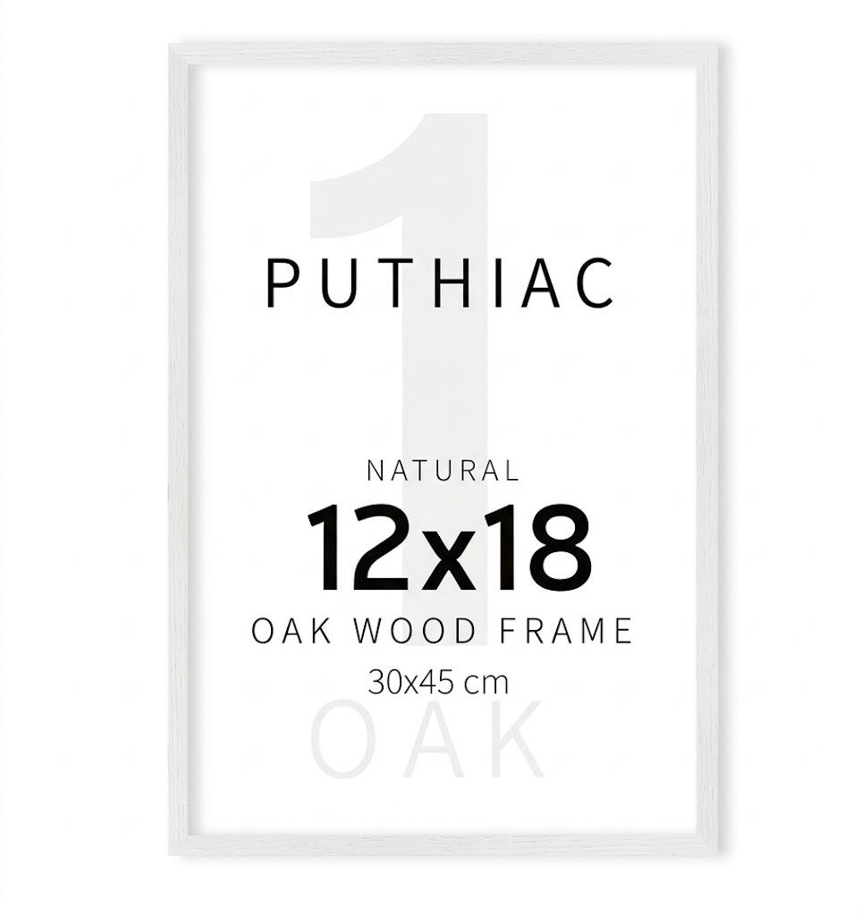 puthiac 12x18 Solid Oak Wood Picture Frame, White, 1 Pack