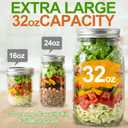 Palksky 32oz Salad Jars with Dressing Cup, 2 Pack Glass Salad Pod Mason Jar, Leak-Proof Stainless Steel Lid, On-the-Go Fresh Food Jar for Lunch & Weekly Prep