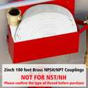 Fire Hose, White, 2 inches x 100' Lay Flat Heavy Duty Backwash/Discharge Firehose, NPSH/NPT Brass Connectors (2” NPSH/NPT-100FT)