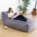 Giant Bean Bag Chair for Adults (59"x34"), Big Faux Fur Plush Bean Bag Lounger, Large Memory Foam Lounger Chair with Pockets for Living Room, Bedroom & Dorm (Grey)