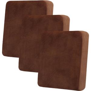 hyha Velvet Couch Cushion Covers, Soft Sofa Seat Covers for sectional 3 Cushion Couch Washable, Magic Sofa Slipcover with Elastic Bottom, Non-Slip Furniture Protector for Pets, Kid(3PC, Brown)