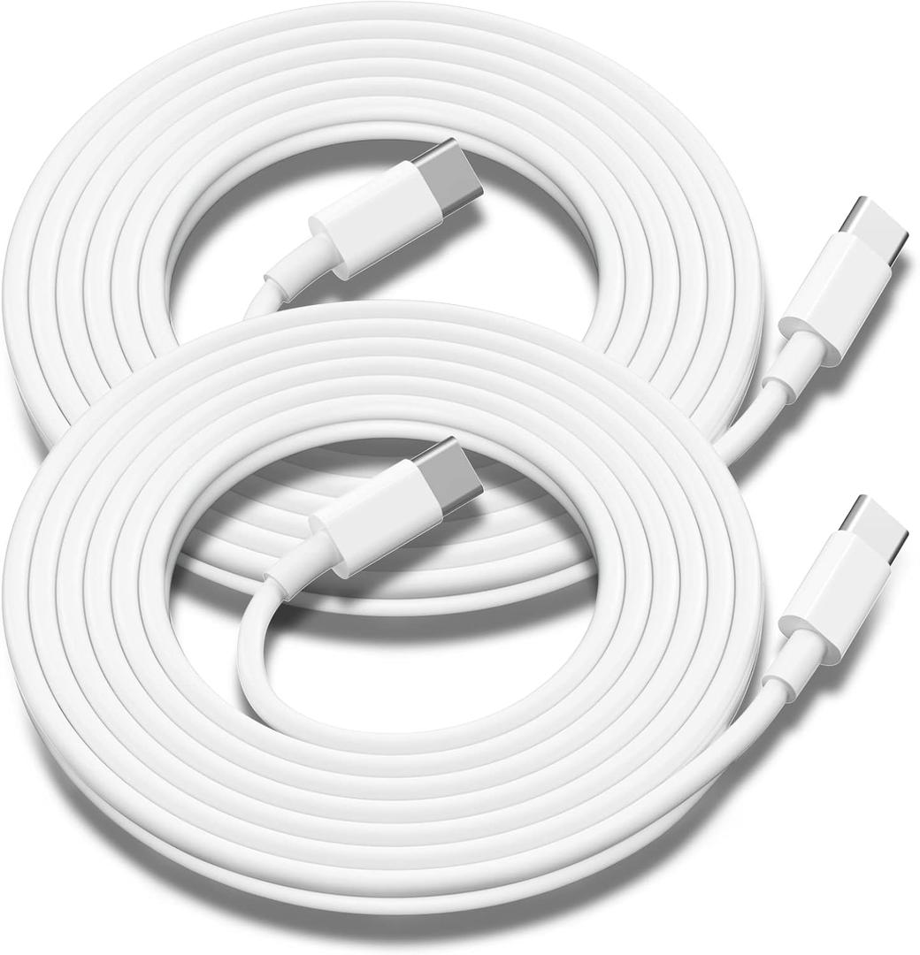 USB C to USB C Charging Cable for Apple 2Pack 10ft,Long Type C to C Fast Charger Cord for iPhone 15/16,15/16 Pro,15/16 Plus,15/16 Pro Max, for MacBook Pro/Air, for IPad Air 4/5/Mini 6/Pro 12.9/11 60W (White)