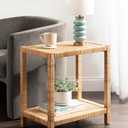 Kate and Laurel Rafina Coastal Rectangle Rattan Side Table, 22 x 14 x 24, Natural Brown, Transitional Boho Rectangular Woven Rattan End Table for Use as Living Room Decor Accent