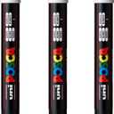 posca PC-3M Water-Based Paint Markers, Reversible Fine Tip (0.9-1.3mm), White, 3 Count