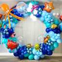 Ocean Themed Party Decorations 165pcs Blue Balloon Arch Garland Kit Bubble Balloons Marine Animals Fish Balloons for Nemo Dory Luca Birthday Under The Sea Decorations Shark Party