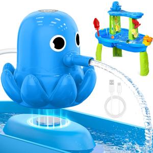 Water Table Pump, Magnetic No-Drill Rechargeable Battery Powered Continuous Flow Water Pump, Fits Water Tables & Step 2, Cordless Pump Toys, Outdoor Water Play Accessories for Kids & Toddlers, Blue