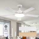 Passky Ceiling Fans with Lights, 52 inch Sleek Ceiling Fan with Light and Remote Control, 3CCT, Dimmable, Reversible, Noiseless, White Ceiling Fan for Bedroom, Living Room