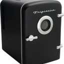 Frigidaire EFMIS151 Mini Portable Compact Personal Home Office Fridge Cooler BUILT IN SPEAKER, 4L Capacity, Chills Six 12 oz Cans, 100% Freon-Free & Eco Friendly (standard, Black)