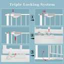 WAOWAO Triple Lock Baby Gate Extra Wide 67.32-72.04" Pressure Mounted Walk Through Swing Auto Close Safety White Metal Dog Pet Puppy Cat for Stairs,Doorways,Kitchen