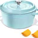 ROYDX Cast Iron Dutch Oven - 6 Quart Dutch Oven for Baking Bread, Soup & Stew, Oven Safe up to 550 F or All Stovetop, Turquoise (PFOS, PFOA, PTFE Free)