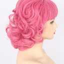 Topcosplay Women 50s Wig Short Pink Beehive Wig Halloween Costume Wigs