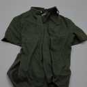 Alimens & Gentle Mens Linen Shirts Short Sleeve Button Down Shirts Wrinkle Free Casual Vacation Beach Summer Tops (3X-Large, Olive Green)