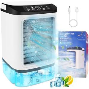 Portable Air Conditioners, SMLEGFT Personal Air Conditioner with 900ml Large Water Tank & Icebox, Dual Mist Spray & 7 Color Light, 3 Speed & Boost Mode, Evaporative Air Cooler for Bedroom Office Desk