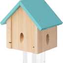Carpenter Bee Trap for Outside - Best Bee Trap - Blue Cabin Style Nature Hanging Wood Carpenter Bee Traps Outdoor - Insect Traps with Removable Vault (1 Pack)