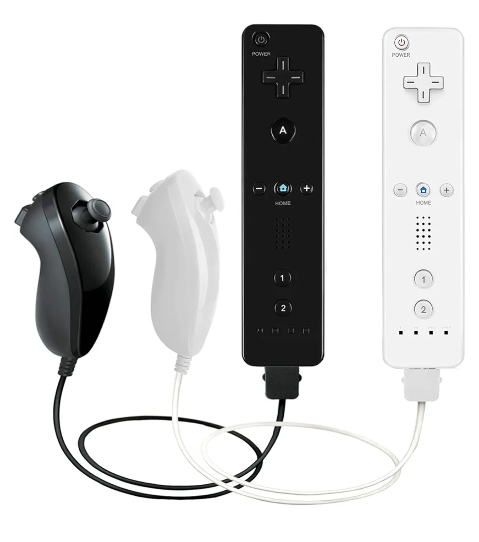 PGYFDAL 2 Pack Remote Controller and Nunchuck Joystick for wii/wii u Console, Gamepad with Silicone Case and Wrist Strap for Holiday (Black and White -