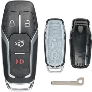 Key Fob Shell Case Replacement Fits for Ford Explorer Edge Fusion Mustang Lincoln MKC MKX 2015 2016 2017 2018 Keyless Entry Remote Control 4 Button Pad Cover M3N-A2C31243800