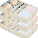 DIMJ Drawer Organizers - Set of 12 Fabric Closet Organizers and Storage, Drawer Dividers for Baby Clothes, Socks, Belt, Tie (Beige)