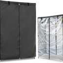 Waterproof Shelf Cover,Outdoor 600D Heavy Duty Dustproof Storage Shelves Cover,48''x18''x72'' Shelf Covers for Wire Shelving with Zippers,Storage Rack Covers with Clear Front (Black)