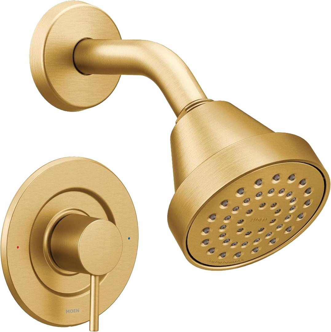 Moen Align Brushed Gold PPosi-Temp Pressure Balancing Modern Shower Trim Kit, Valve Required, T2192BG