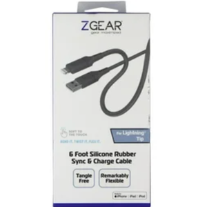 ZGEAR SILICONE CABLE LIGHTNING 6FT GREY