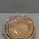 Honey Brown Natural Rattan Bread Basket Set of 3 - Handwoven Round Wicker Serving Bowls for Fruit, Snacks, Kitchen Counter Organizing | Stackable Farmhouse Decor