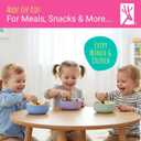 Elk and Friends Kids Porcelain Bowls with Silicone Suction Sleeves | Suitable for Babies/Toddlers | Microwave & Dishwasher Safe | Stay Put Dinnerware | Snack Dishes | 4 Pack