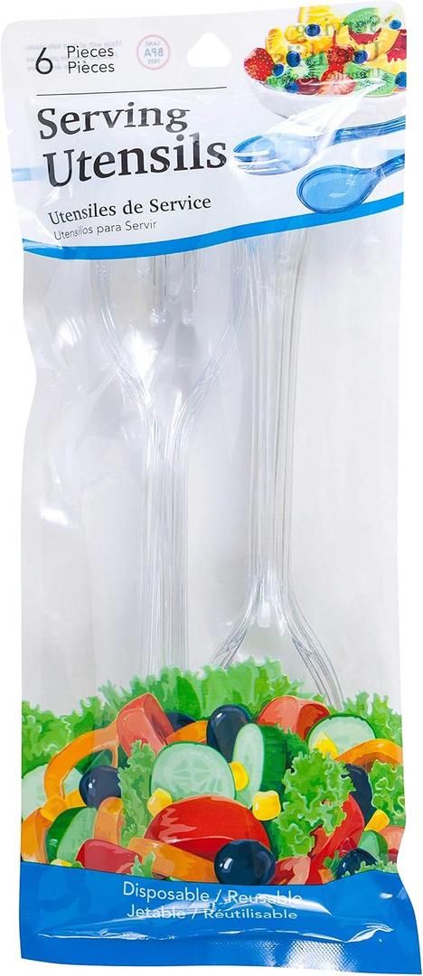 Jacent 6 Piece Blue Plastic Serving Utensils, Colors Vary - 1 Pack