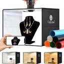 Lightdow 16"x12"x12" Photo Studio Light Box Photography with 120 LEDs (CRI>95), 6 Backdrops - Portable/Dimmable/Versatile Folding Shooting Tents for Toys/Jewelry/Watches/Cosmetics Photography