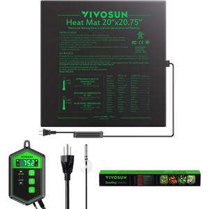 VIVOSUN 20" x 20.75" Seedling Heat Mat and Digital Thermostat Combo Set, UL & MET-Certified Warm Hydroponic Heating Pad for Germination, Indoor Gardening, Greenhouse