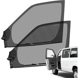 Magnetic Bug Screen for Front Doors, Pair Window Bug Screen Compatible with Ford E-Series/Econoline/Club Wagon 2003-2021
