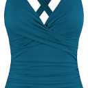 Hilor Women's Underwire Tankini Tops Tummy Control Swimsuits Crossover V Neck Swim Tops with Ruffle Hem , Size 3XL
