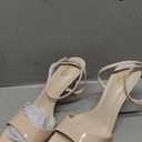 Coutgo Womens Kitten Heels Sandals Pointed Open Toe Ankle Buckle Strap Summer Dress Shoes (6, Nude)