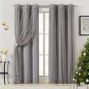 Bujasso Grey 90% Blackout Curtains with Sheer Overlay Mix and Match Double Layer Window Curtains Thermal Insulated 84 inch for Living Room Bedroom Gray Drapes with Tiebacks Grommet Top, 84"L x 37"W