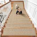 Chenille Stair Treads Non Slip 10pcs Comfortable Stair Runner for Wooden Steps Rubber Backing Stairs Carpet Treads Indoor Staircase Covers Mat with Rubber Backing for Pets Kids 8"X30" Beige