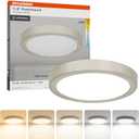 Sylvania 12" LED Flush Mount Ceiling Light Fixture, 24W, 5 Color Select (2700K - 5000K), 1600 LMS, Hardwired, Brushed Nickel, LED Lights for Bedroom Kitchen Hallway Porch - 1 Pack (66463)