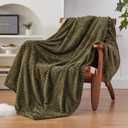 EXQ Home Fleece Throw Blanket for Couch or Bed - 3D Ribbed Jacquard Decorative Blankets - Cozy Soft Lightweight Fuzzy Flannel Blanket Suitable for All Seasons(50"60",Dark Green)