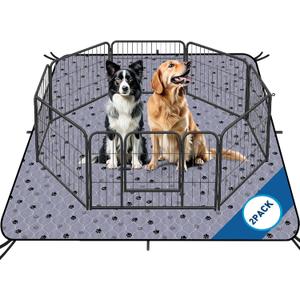 Fostanfly Washable Pee Pads for Dogs, 72"x72"-2 Pack Extra Large Reusable Potty Pads for Floor, Non-Slip Waterproof Pet Playpen Mat for Puppy/Senior Dog Whelping Incontinence (Gray)