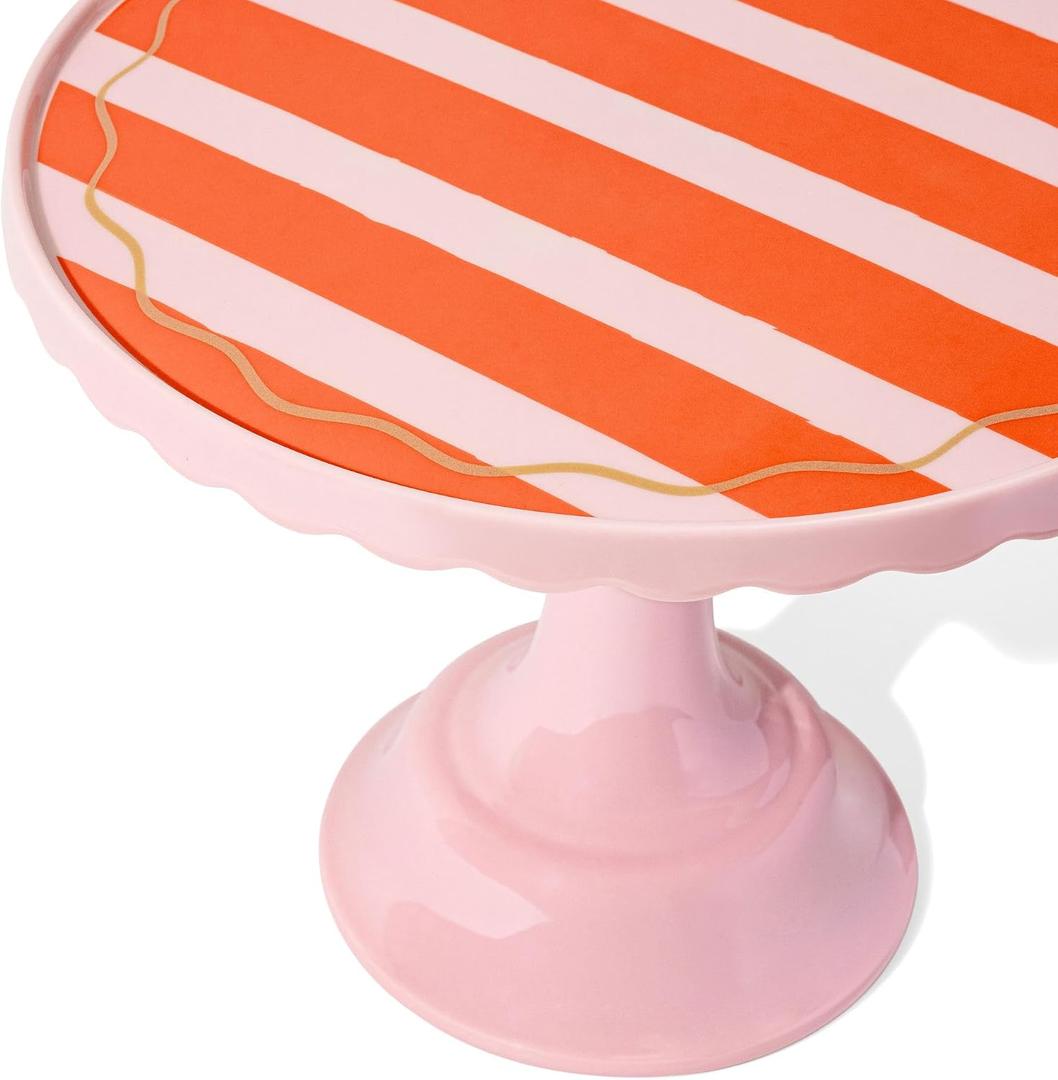 Pink/Red Blue Distressed Stripe Melamine Cake Stand for Celebrations by Emergency Confetti – Tiered Dessert Display at Birthdays, Weddings & All Gatherings – Stylish Presentation In Every Occasions